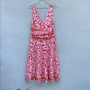 Vintage Zara Floral Sleeveless V-Neck Dress - Orange and White